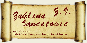 Žaklina Vančetović vizit kartica